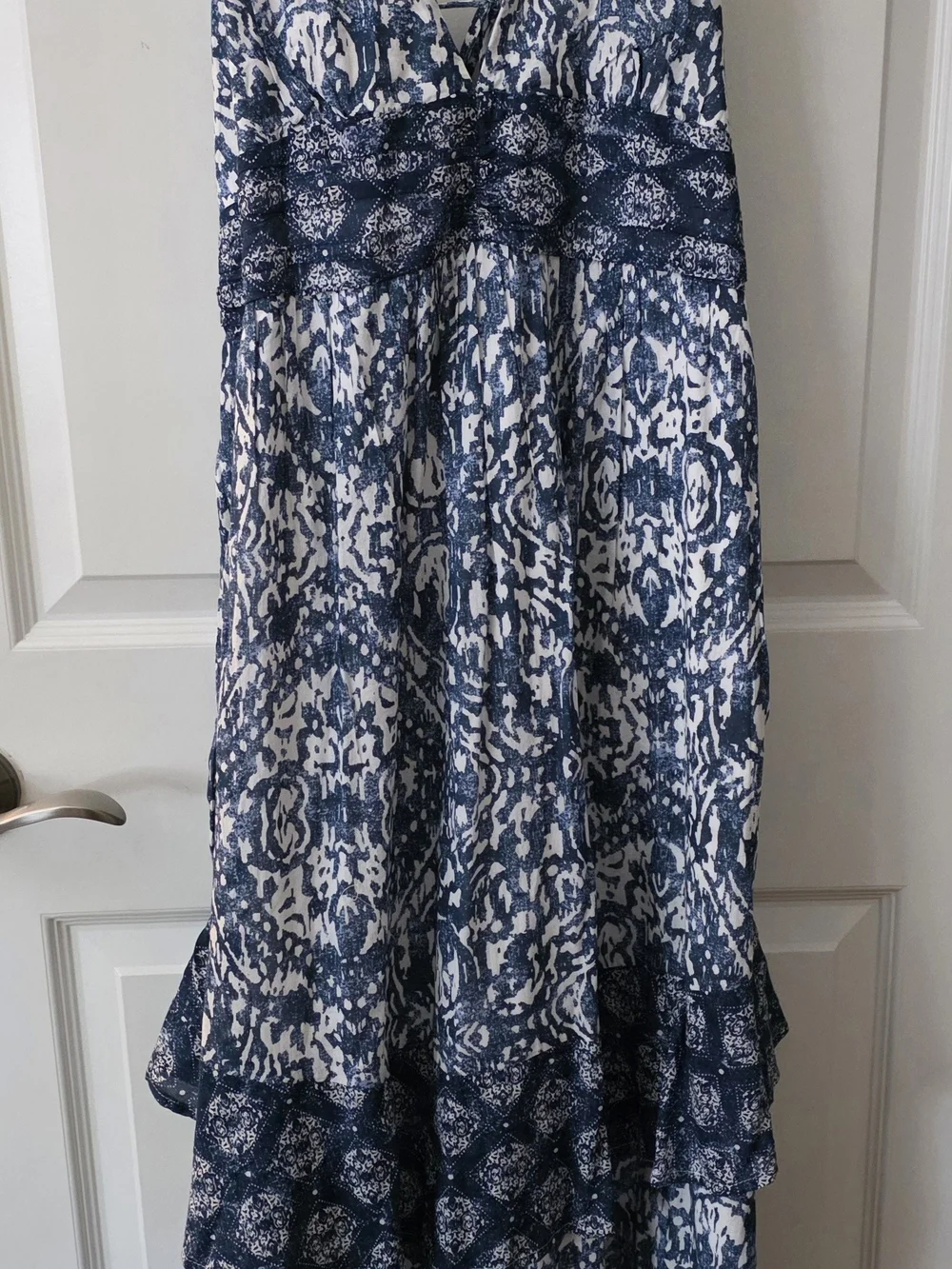 Abercrombie & Fitch Blue Tiered Pattern Maxi Dress - Size L